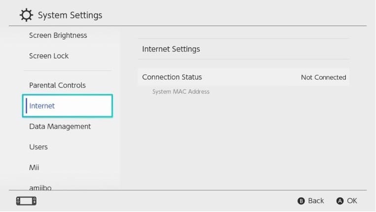 find mac address For Nintendo Switch